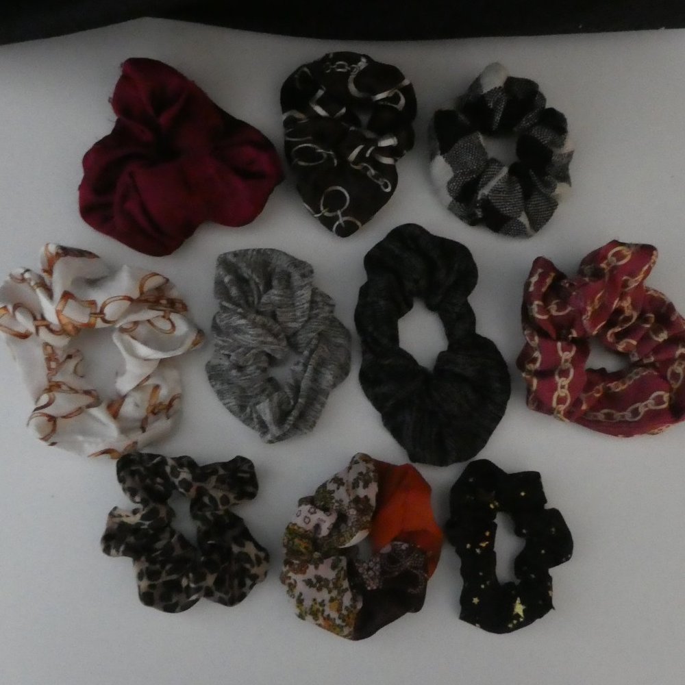 SET OF 10 | Hair Scrunchies | Various Styles, Colors and Patterns